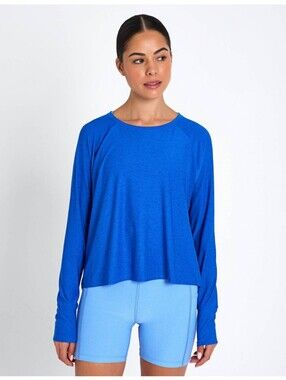Beyond Yoga Court Blue Featherweight Daydreamer Long Sleeve Shirt Size Medium